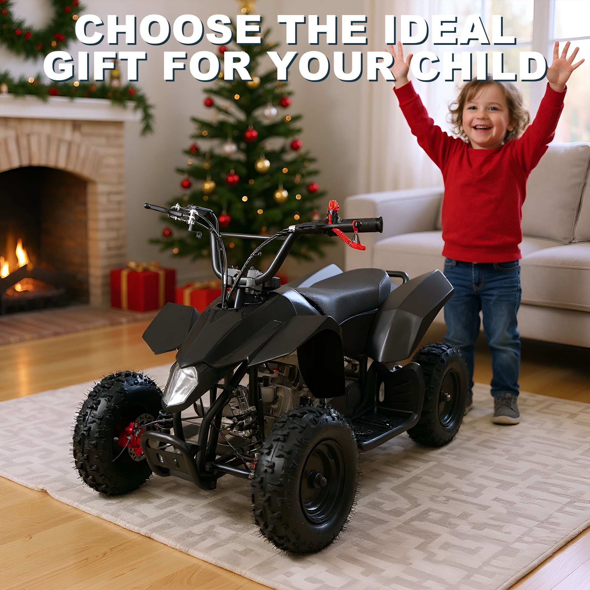 Ktoebyco 49cc Kids Gas Mini ATV for Ages 5–13, Pull Start 2-Stroke Qua