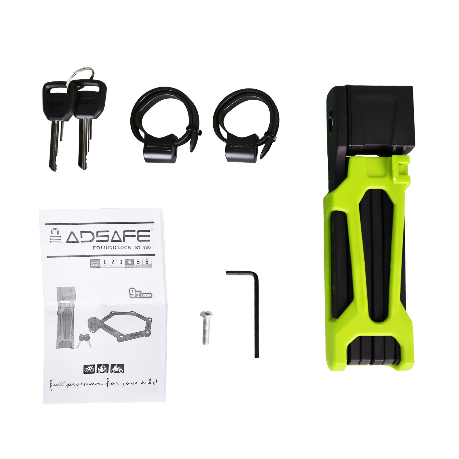 Adsafe New Foldable Lock for NAKTO ebikes Green - Nakto e-bike